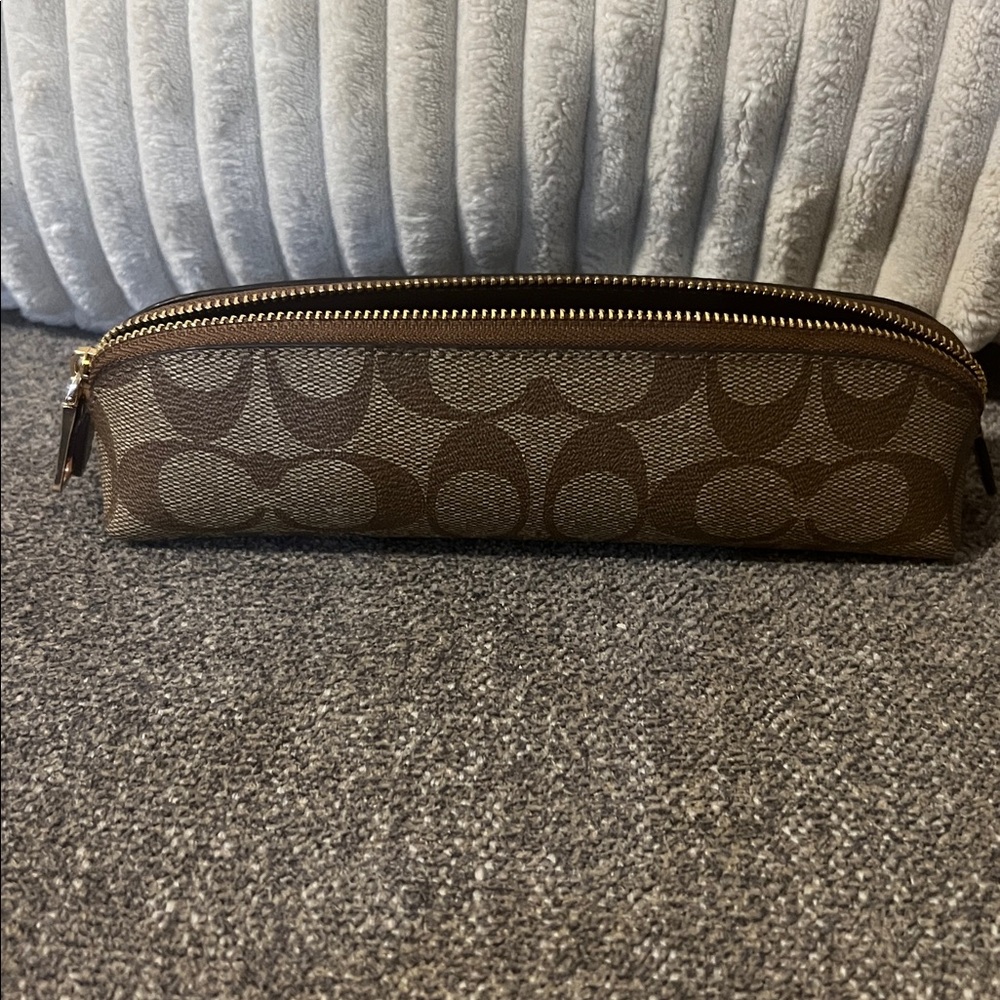 Coach Signature Pencil Case with Gold Zipper